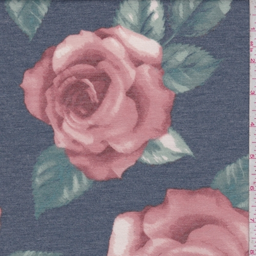 Heather Navy/Copper Rose Baby French Terry Knit