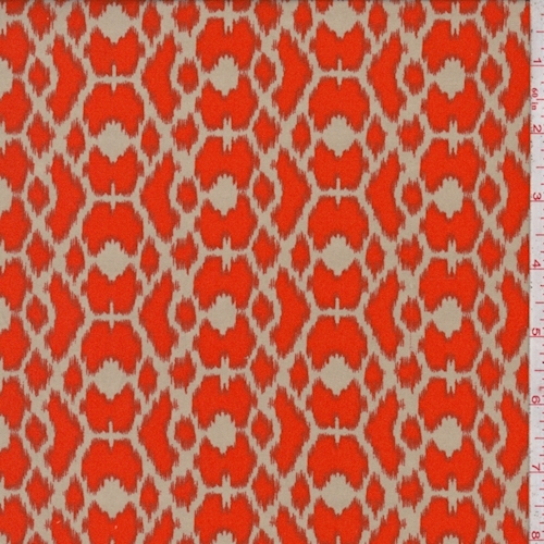 Tan/Coral Red Ikat Geo Challis
