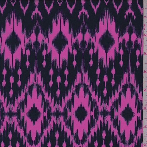 Bright Fuchsia/Violet Blue Diamond Ikat Challis