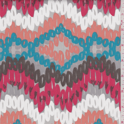 Grey Multi Loop Chevron Poplin