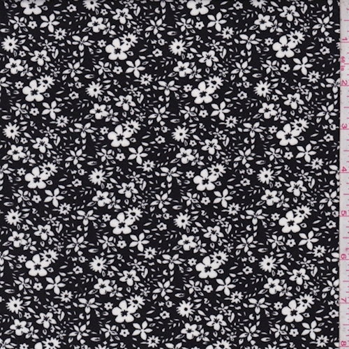Black/White Mini Floral Double Brushed Jersey Knit