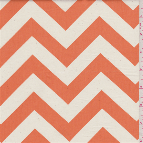 Zig Zag Orange/Ivory Poplin