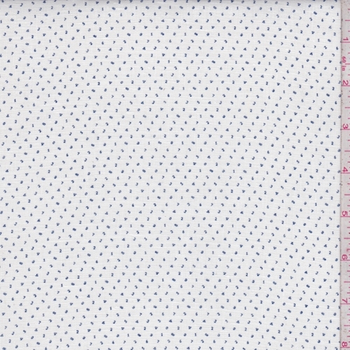 White/Navy Micro Letter Linen Blend Shirting