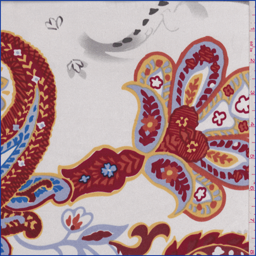 White Multi Paisley Silk Charmeuse