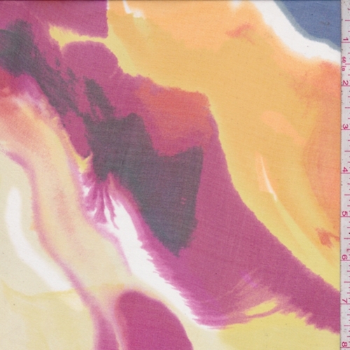 Blue/Orange/Berry Abstract Silk Chiffon