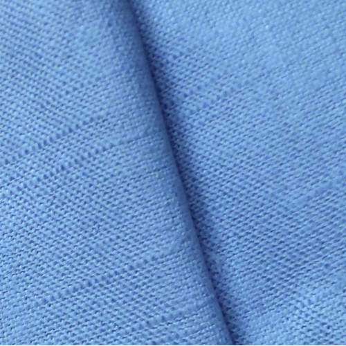 Soft Blue Cotton Cross Hatch Slub Woven Drapery Fabric DFW60743