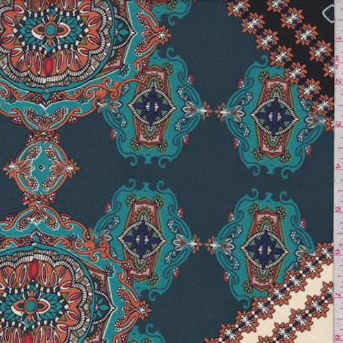 Jade Medallion Tile Crepe Georgette