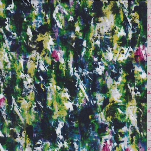 Emerald/Citron Multi Abstract Charmeuse
