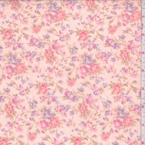 Peach Floral Print Jersey Knit