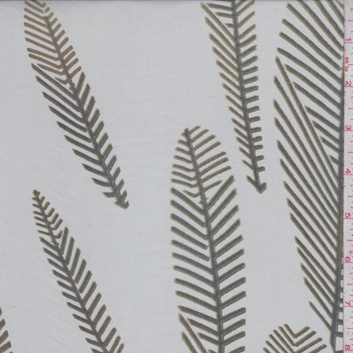Sterling/Forest Fern Sprig Silk Chiffon