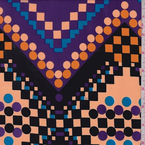 Purple/Beige Geo Diamond Silk Crepe de Chine