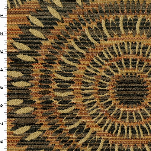Summer Orange/Multi Sunburst Chenille Jacquard Decor Fabric