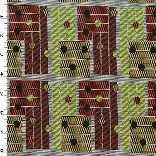 Lime/Red/Multi Indoor/Outdoor Dot Geo Jacquard Decor Fabric DFW61405