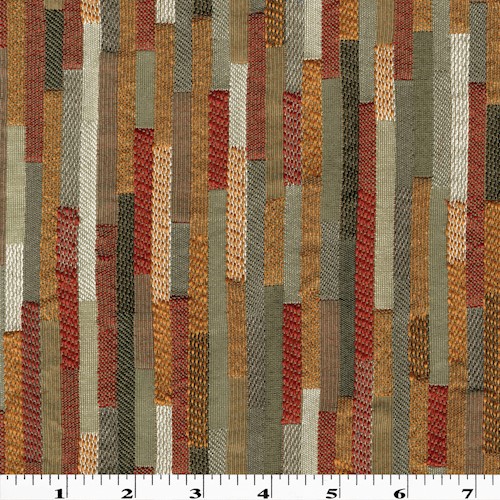 Orange/Red/Multi Brick Tile Jacquard Home Decorating Fabric DFW61413