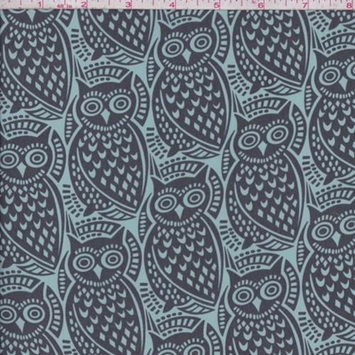 Spa Blue/Grey Owl Silk Crepe de Chine