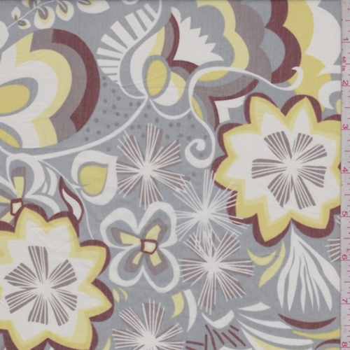 Sterling/Yellow Floral Print Silk Voile