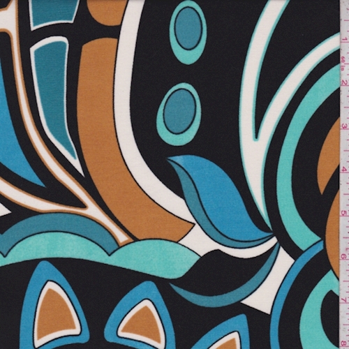Aqua/Black Modern Silk Jersey Knit