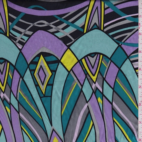 Navy/Turquoise/Purple Oval Silk Charmeuse