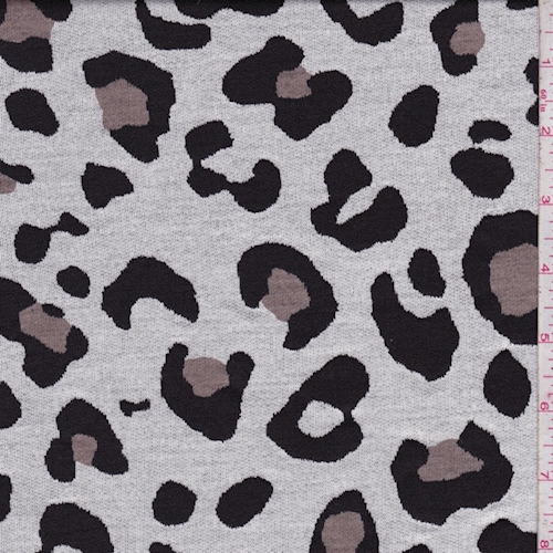Heather Grey Animal Print Jacquard Double Knit
