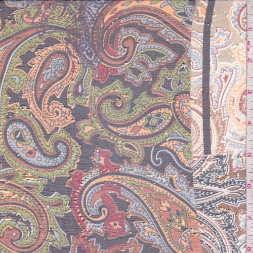Black/Rust Multi Paisley Silk Chiffon