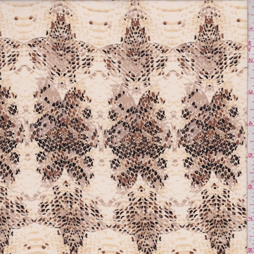 Ecru Snakeskin Print Silk Crepe de Chine