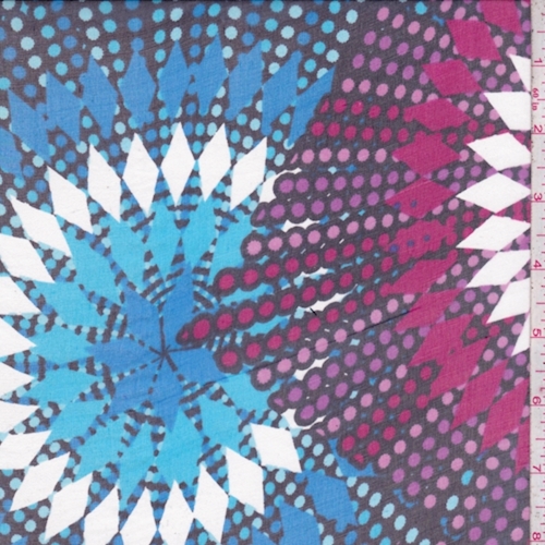 Magenta/Aqua Diamond Burst Silk Chiffon