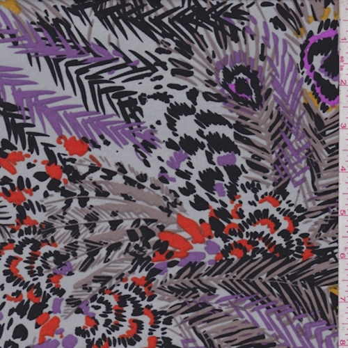 Mineral Grey/Purple Peacock Silk Jersey Knit