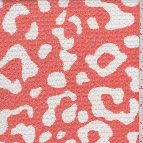 Coral/White Animal Print Bubble Thermal Knit
