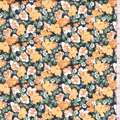 *7/8 YD PC--Squash/Pumpkin Floral Garden Cotton