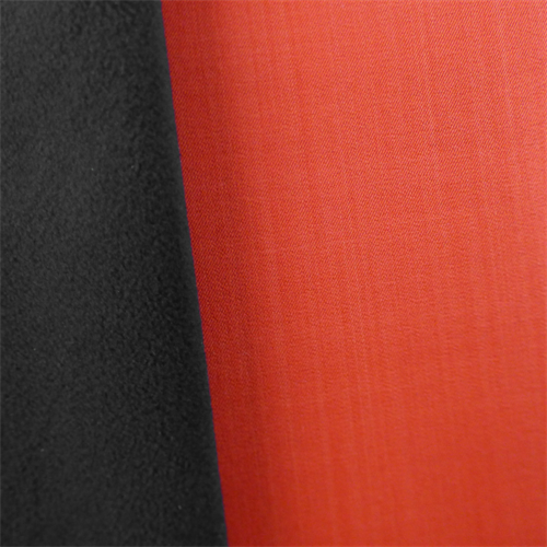 *2 1/2 YD PC--Twill Soft Shell Fleece - Red Orange/Black