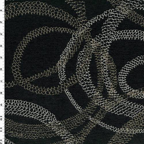 *5 1/4 YD PC--Black/Multi Spirograph Ebony Jacquard Home Decorating Fabric