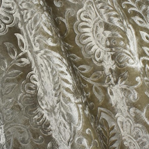 Taupe Beige Floral Embossed Pile Velvet Decorating Fabric DFW62321