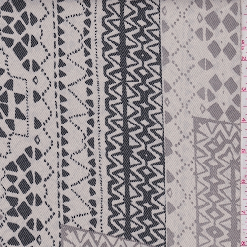Misty Beige/Onyx Deco Tile Crepe Georgette