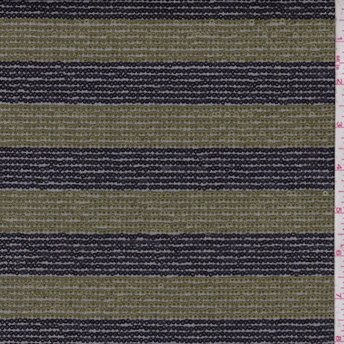 Black/Olive Stripe Sequin Tulle