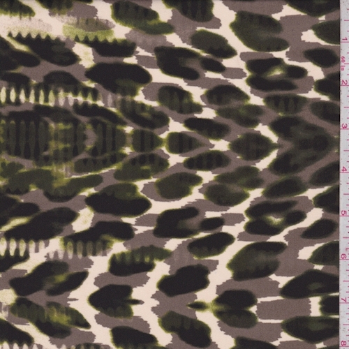 Dark Taupe/Avocado Animal Print Crepe Georgette