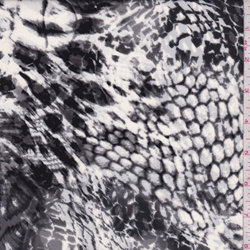 Stone Grey/Black/Ivory Snakeskin Crepe Georgette