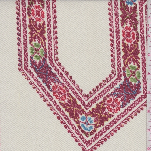 Straw/Brick Moroccan Tile Crepe Georgette