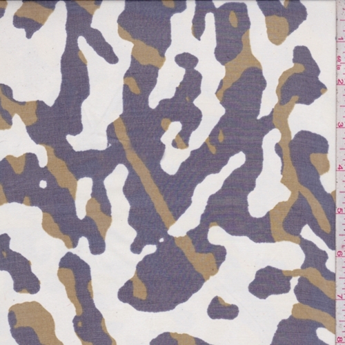 White/Violet/Olive Animal Print Silk Chiffon