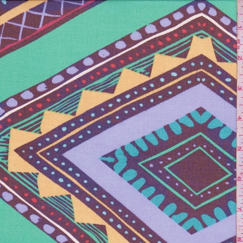 Aquamarine/Periwinkle Tribal Diamond Silk Chiffon