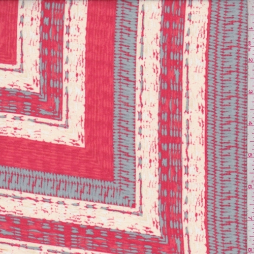 Red/Dove/Cream Square Tile Crepe Georgette