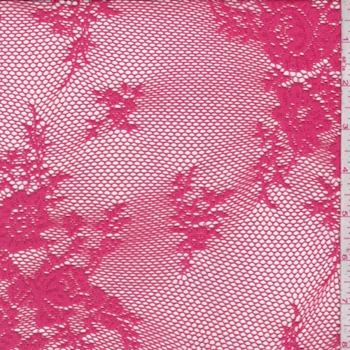 Raspberry Pink Floral Mesh Lace
