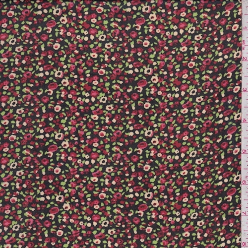 Black/Rust/Lime Mini Floral Crepe Chiffon