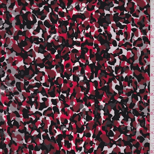 Maroon/Black/Grey Splotch Crepe Georgette