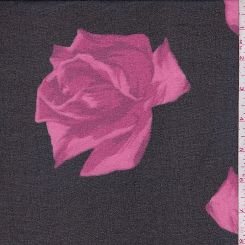 Black/Magenta Rose Crepe Chiffon