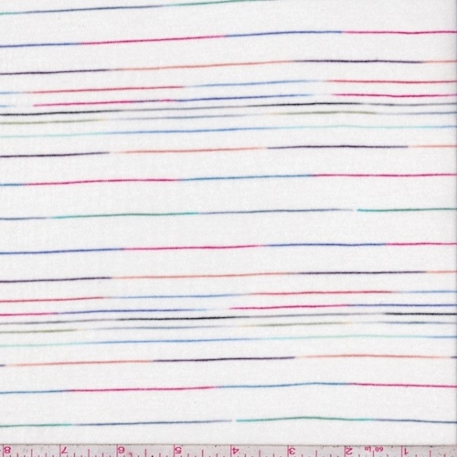 White Rainbow Stripe Rayon Jersey Knit