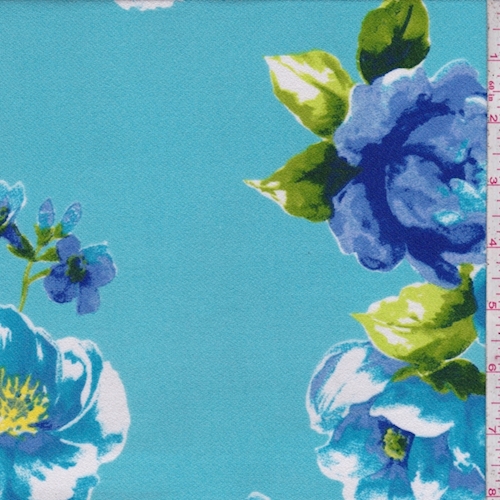 Aquamarine Floral Techno Crepe Knit