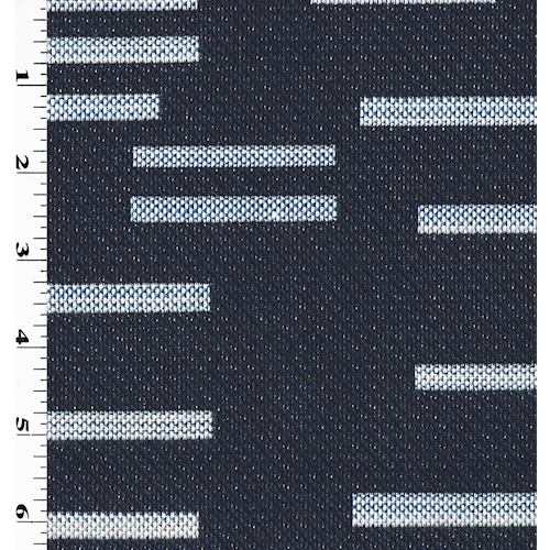 Dark Blue/Beige/White Abstract Striped Damask Decor Fabric