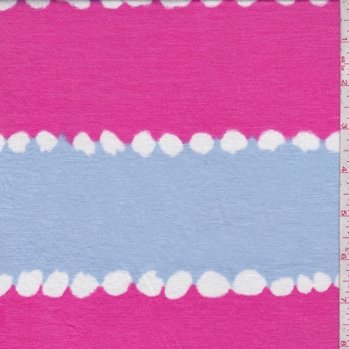 Hot Pink/Periwinkle Batik Stripe Jersey Knit
