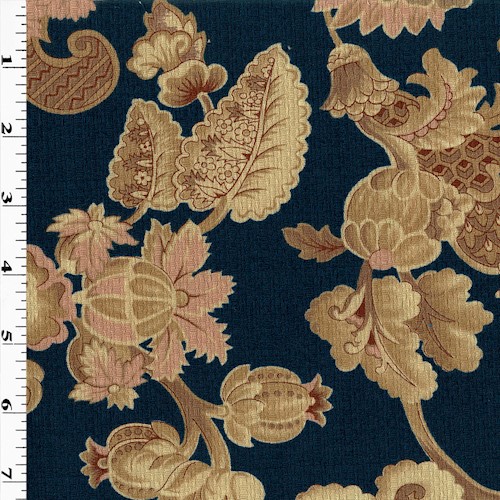 Antique Beige/Multi Printed Floral Dobby Decorating Fabric DFW61488