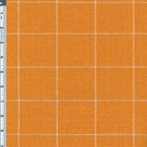 Yellow-Orange Windowpane Plaid Home Decor Linen